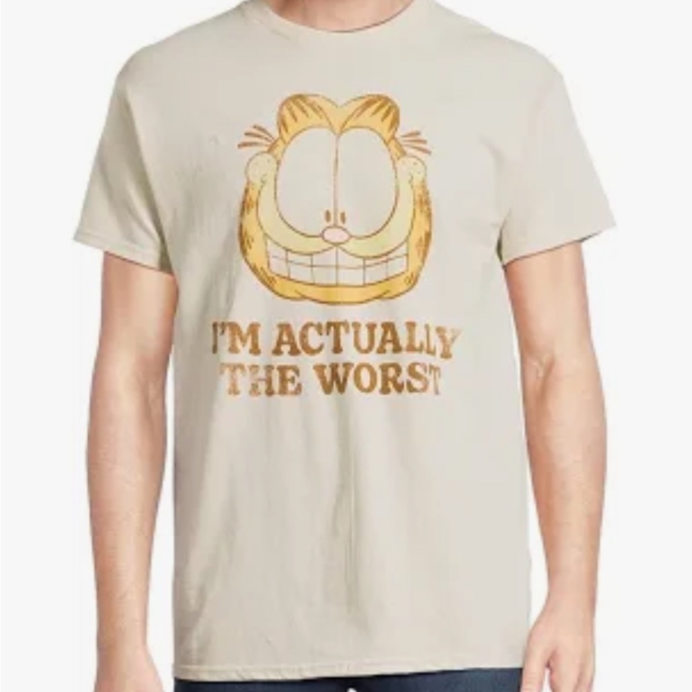 Garfield New Medium Graphic Print T-shirt Cream
